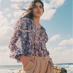 NWT $240 Sabina Musayev Atara Floral Print Blouse